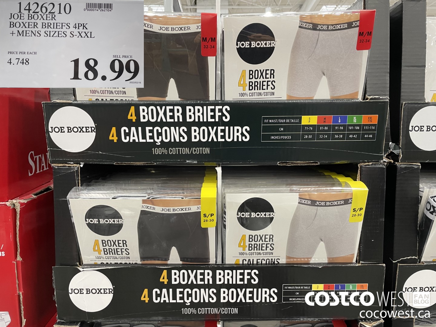1426210 JOE BOXER BOXER BRIEFS 4PK MENS SIZES S-XXL $18.99