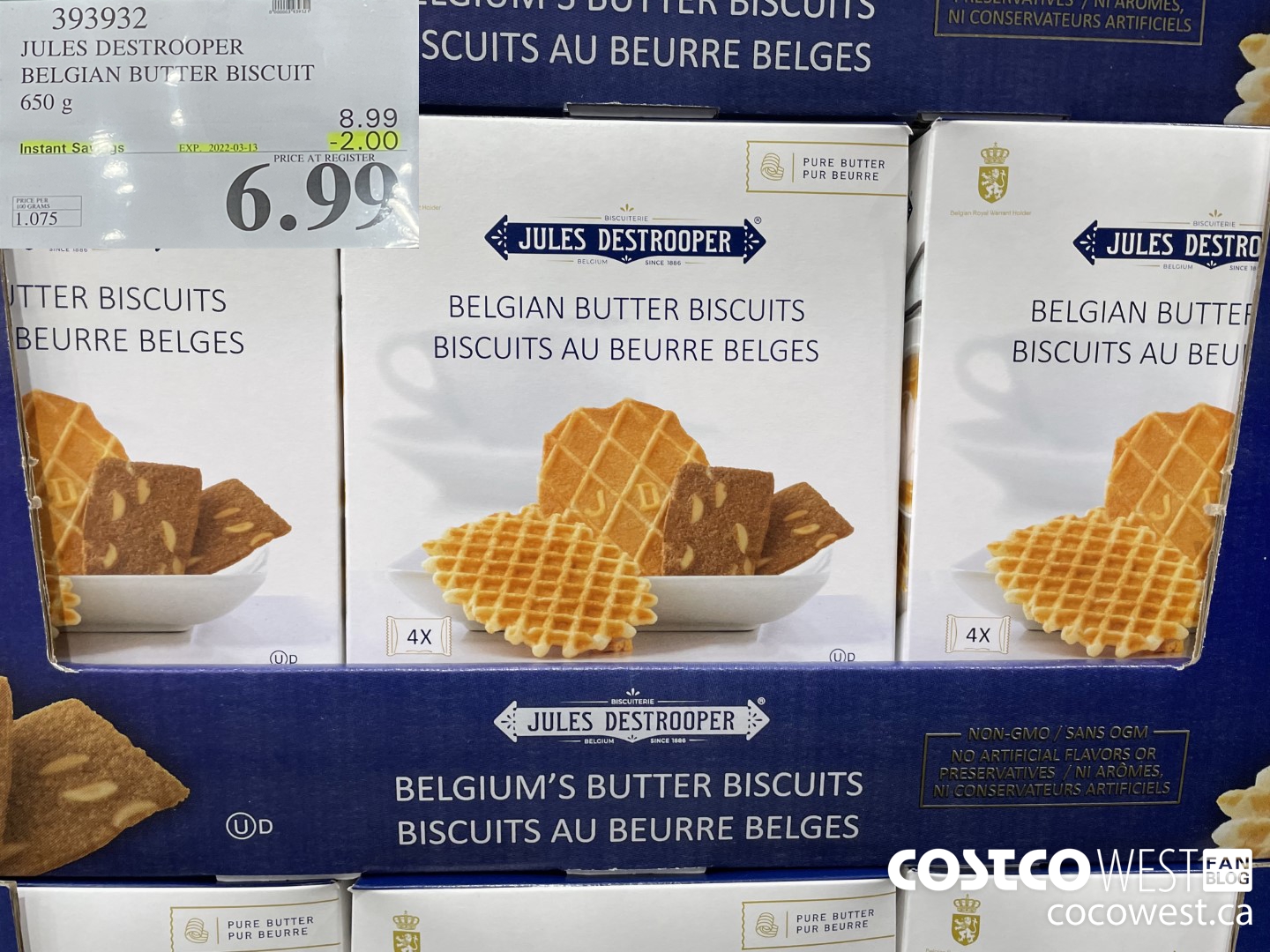 393932 JULES DESTROOPER BELGIAN BUTTER BISCUIT 650 G ($2.00 INSTANT SAVINGS EXPIRES ON 2022-03-13) $6.99