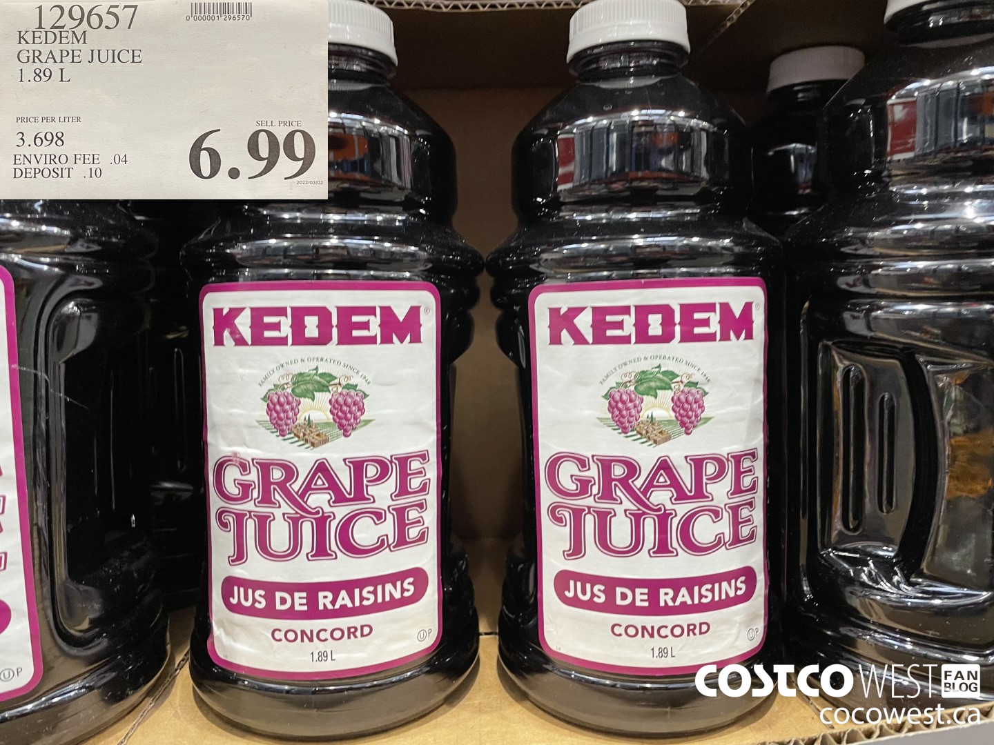 129657 KEDEM GRAPE JUICE 1.89 L $6.99