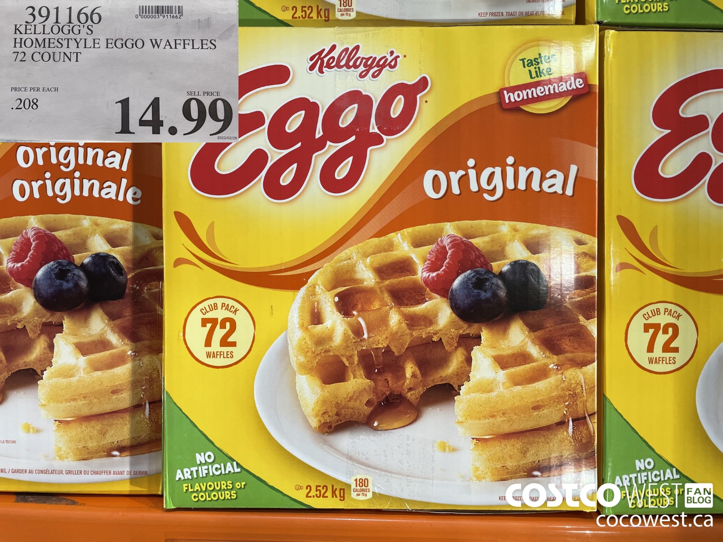 391166 KELLOGG'S HOMESTYLE EGGO WAFFLES 72 COUNT $14.99