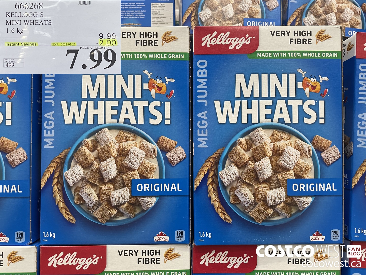 666268 KELLOGG'S MINI WHEATS 1.6 kg ($2.00 INSTANT SAVINGS EXPIRES ON 2022-03-27) $7.99