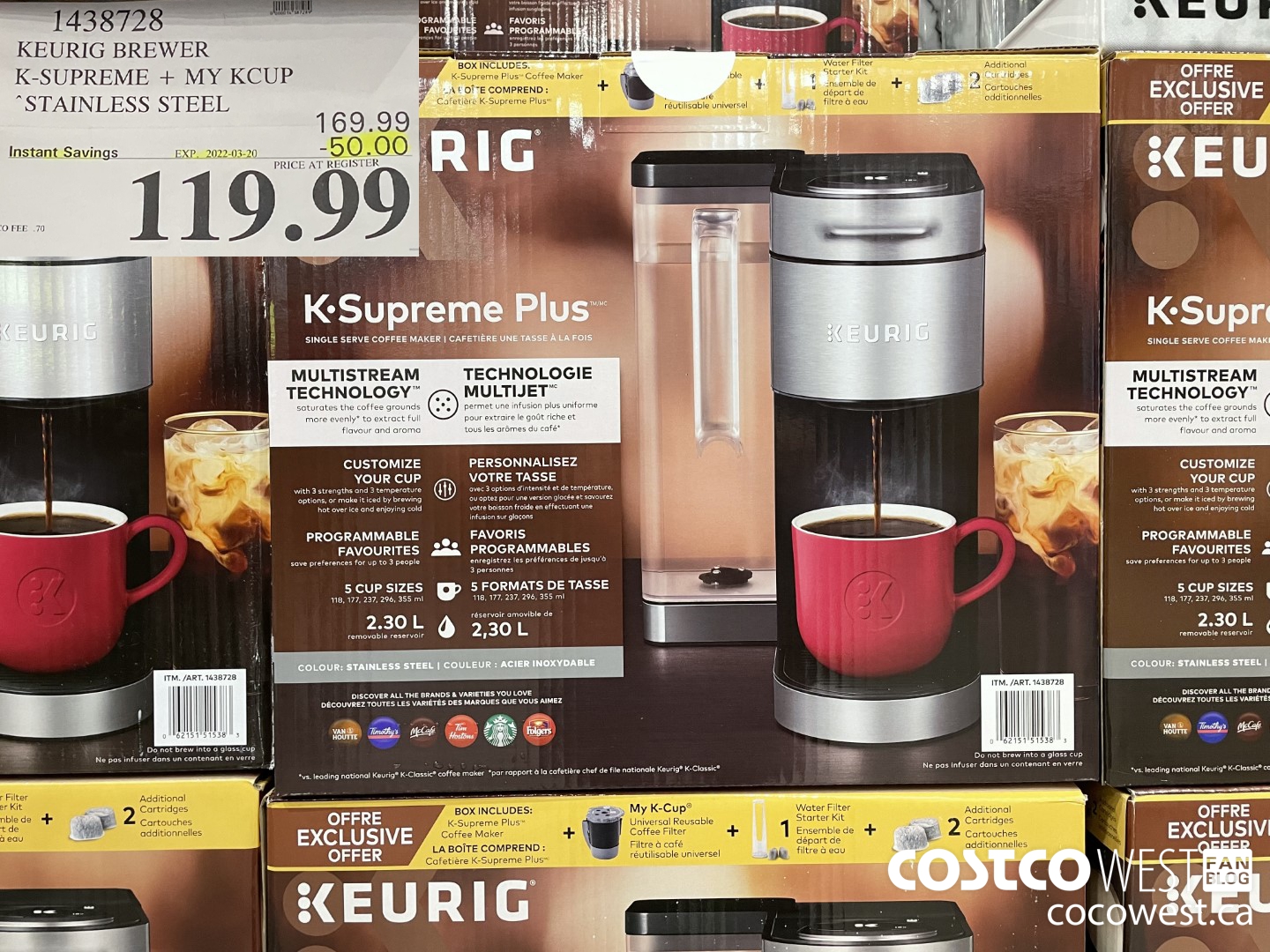 1438728 KEURIG BREWER K-SUPREME + MY KCUP STAINLESS STEEL ($50.00 INSTANT SAVINGS EXPIRES ON 2022-03-20) $119.99