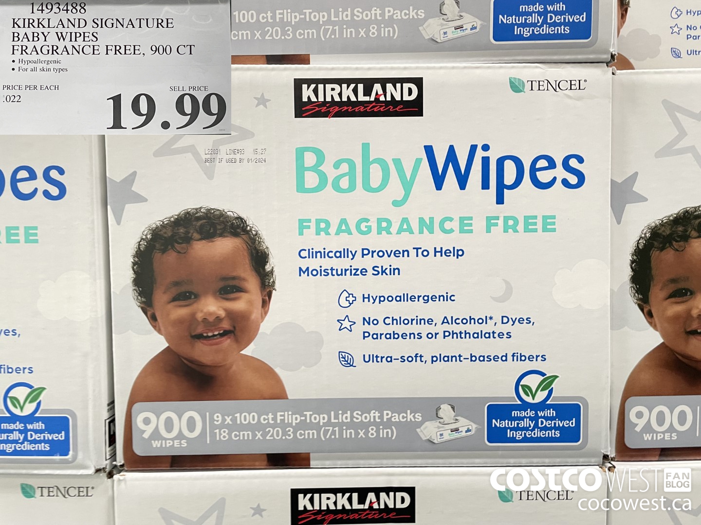 1493488 KIRKLAND SIGNATURE BABY WIPES FRAGRANCE FREE, 900 CT $19.99