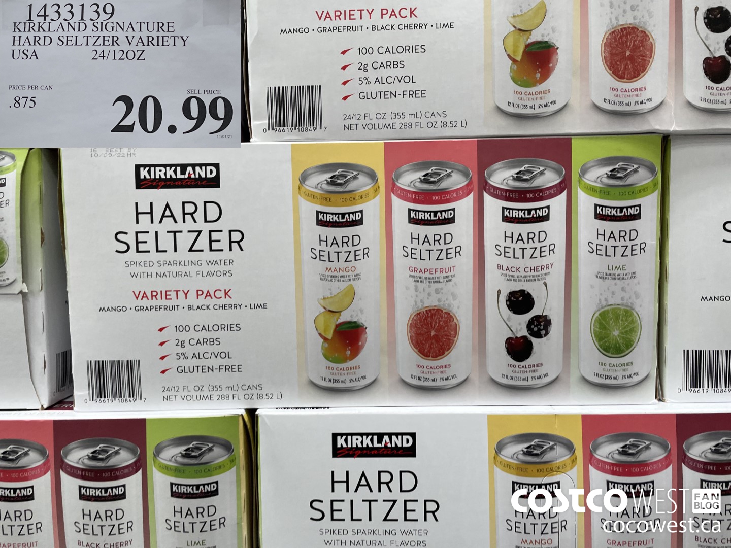 1433139 KIRKLAND SIGNATURE HARD SELTZER VARIETY USA 24/120Z  $20.99