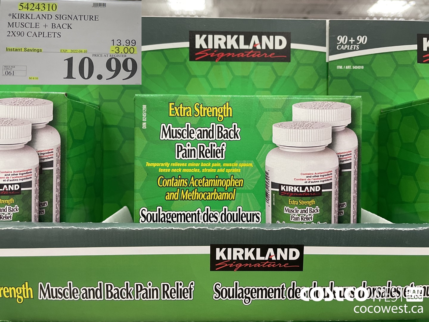 5424310 KIRKLAND SIGNATURE MUSCLE + BACK 2X90 CAPLETS ($3.00 INSTANT SAVINGS EXPIRES ON 2022-04-10) $10.99