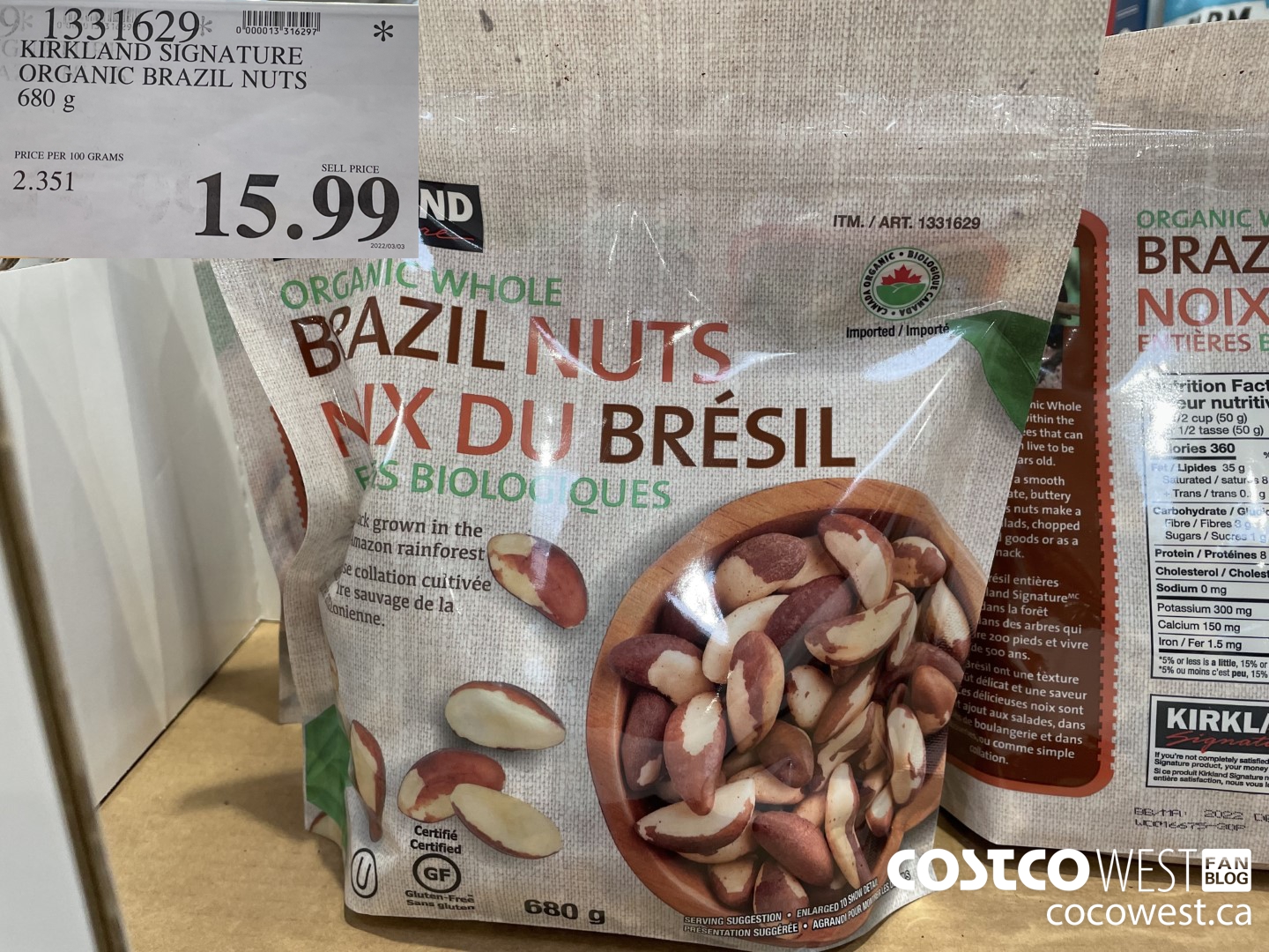 1331629 KIRKLAND SIGNATURE ORGANIC BRAZIL NUTS 680 g $15.99