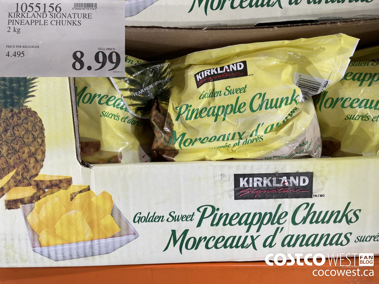 1055156 KIRKLAND SIGNATURE PINEAPPLE CHUNKS 2 kg $8.99