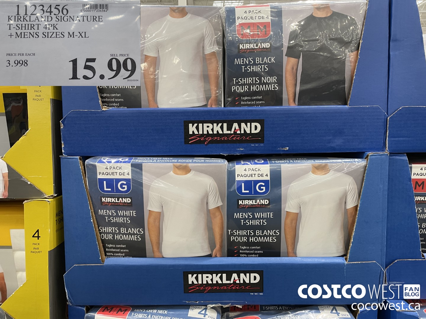1123456 KIRKLAND SIGNATURE T-SHIRT 4PK MENS SIZES M-XL $15.99