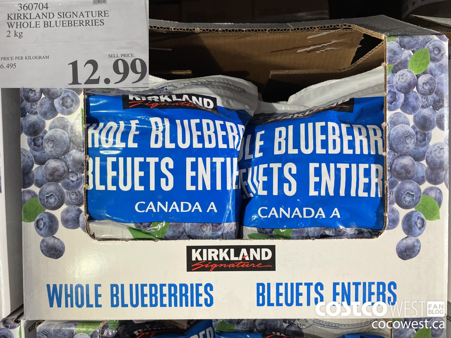 360704 KIRKLAND SIGNATURE WHOLE BLUEBERRIES 2 kg $12.99