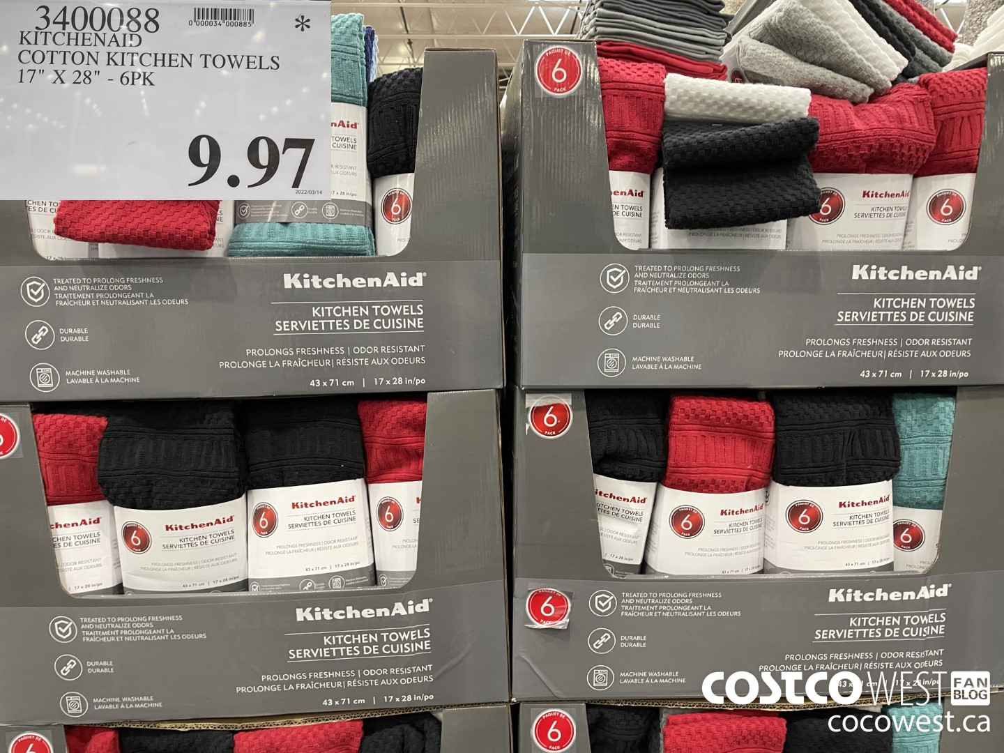 3400088 KITCHENAID COTTON KITCHEN TOWELS 7 X 23 6PK  $9.97