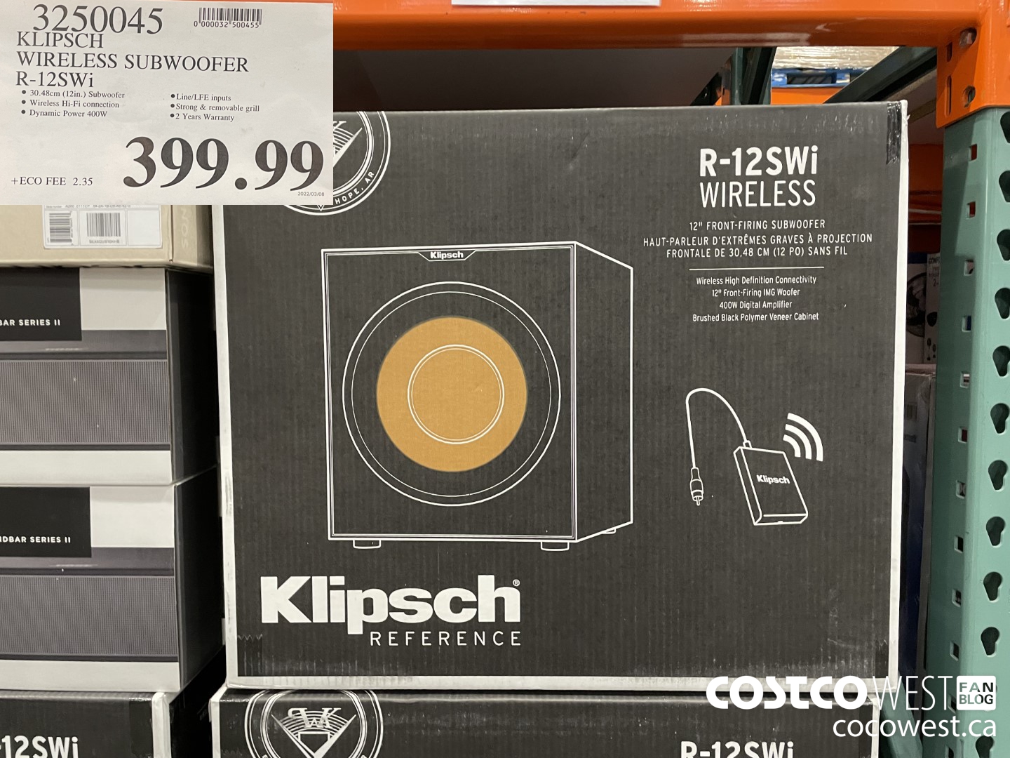 3250045 KLIPSCH WIRELESS SUBWOOFER R-12SWi $399.99