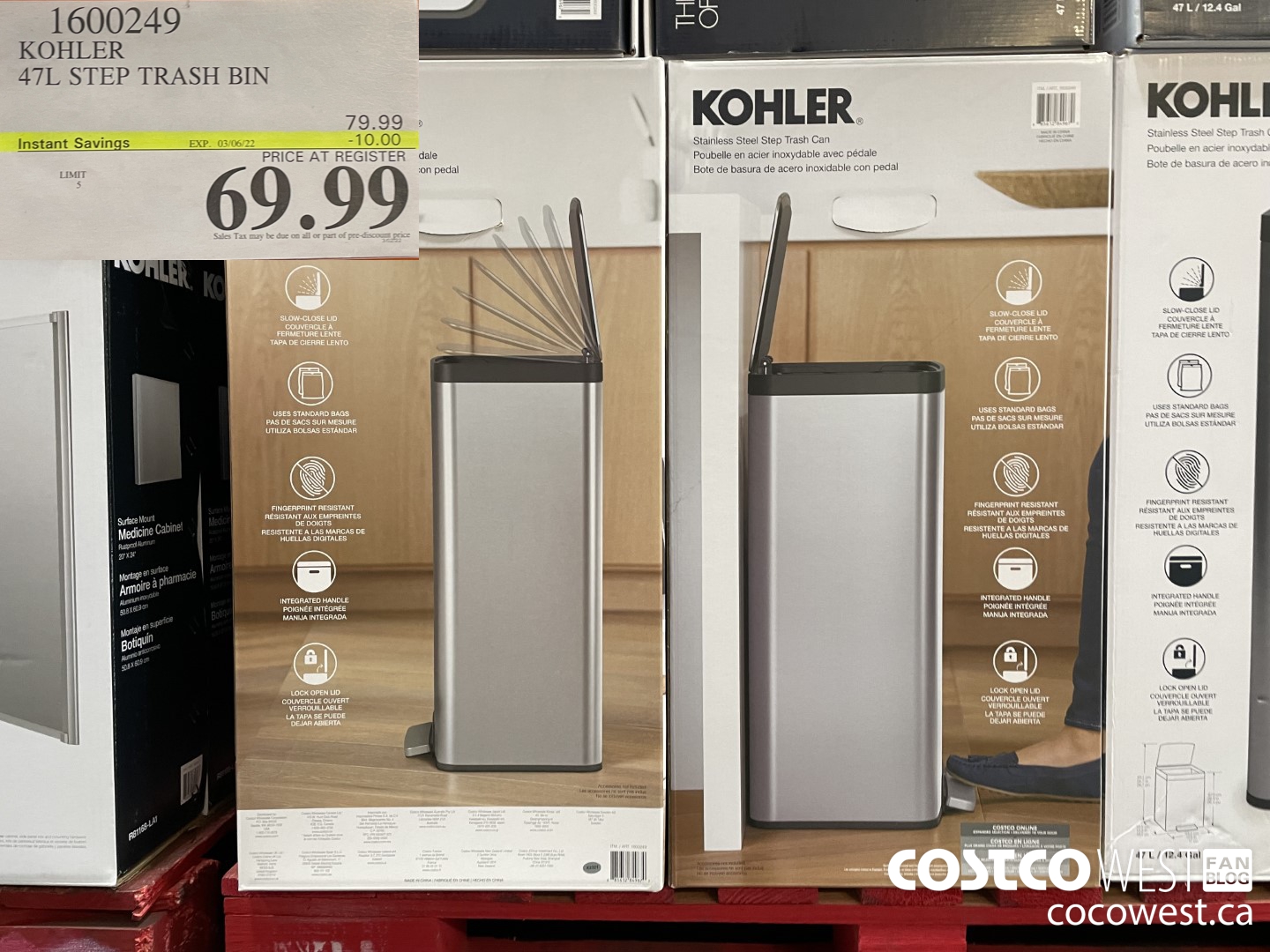 1600249 KOHLER 13 GAL STAINLSS STEEL STEP TRASH CAN RC20958-ST  ($10.00 INSTANT SAVINGS EXPIRES ON 2022-03-06) $69.99