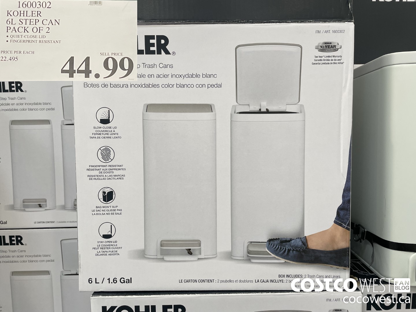 1600302 KOHLER 6L STEP CAN PACK OF 2 $44.99