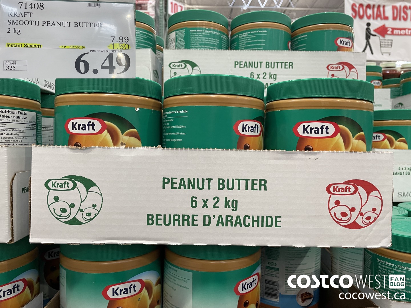 71408 KRAFT SMOOTH PEANUT BUTTER 2 kg ($1.50 INSTANT SAVINGS EXPIRES ON 2022-03-20) $6.49