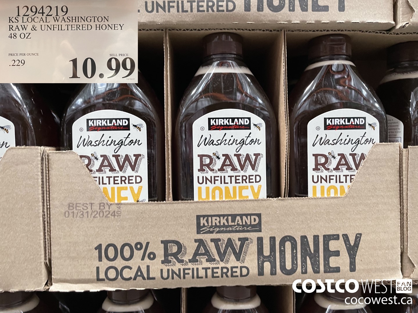 1294219 KS LOCAL WASHINGTON RAW & UNFILTERED HONEY 48 OZ  $10.99