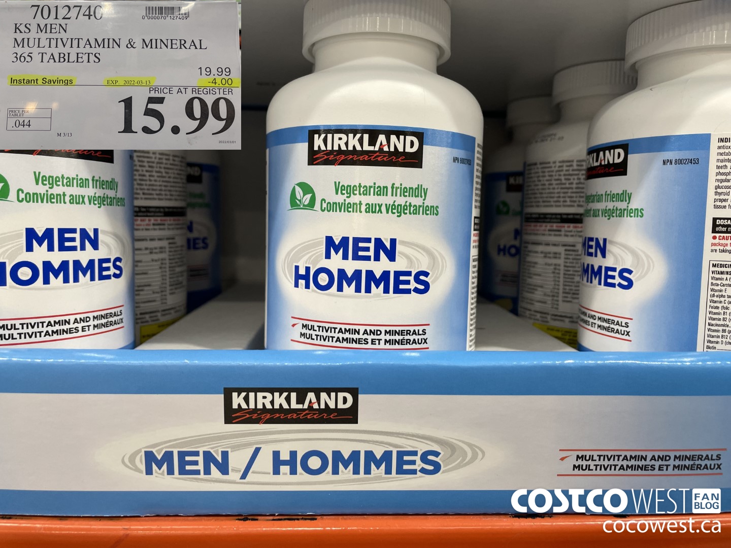 7012740 KS MEN MULTIVITAMIN & MINERAL 365 TABLETS ($4.00 INSTANT SAVINGS EXPIRES ON 2022-03-13) $15.99