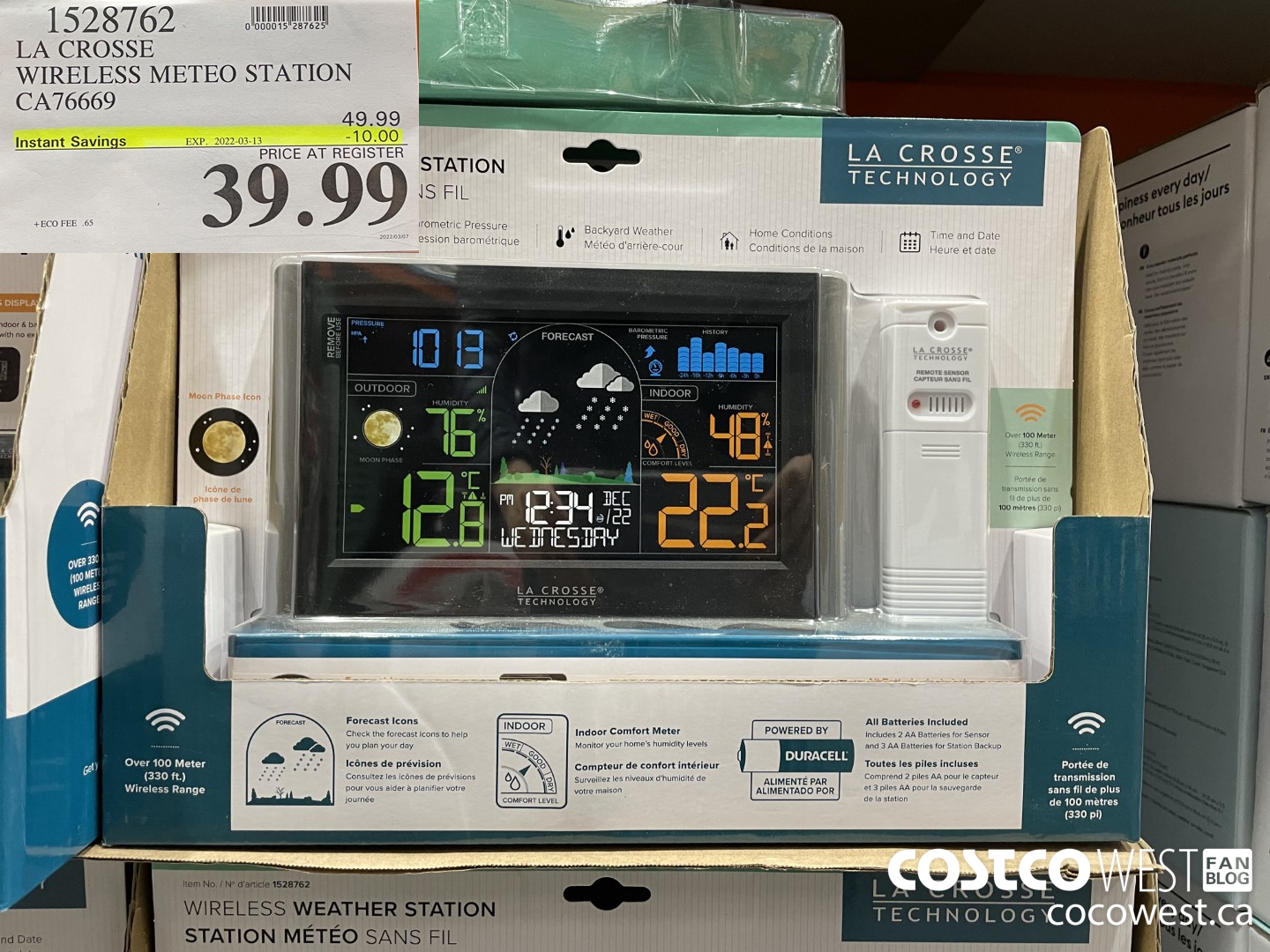 1528762 LA CROSSE WIRELESS METEO STATION CA76669 ($10.00 INSTANT SAVINGS EXPIRES ON 2022-03-13) $39.99