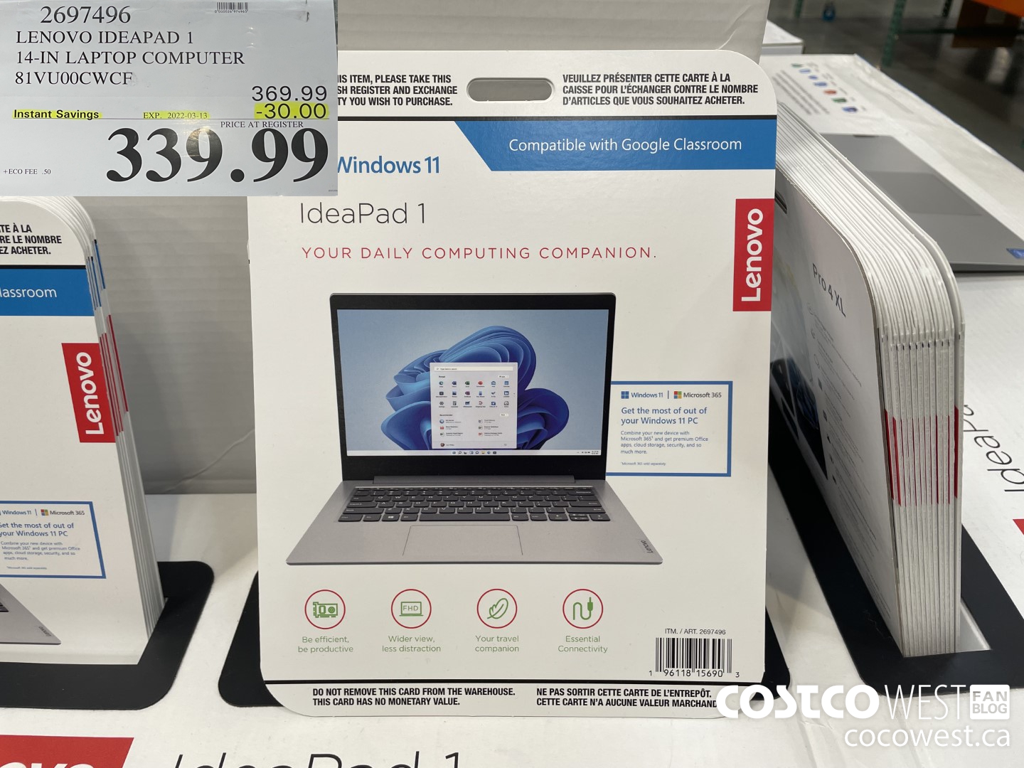 2697496 LENOVO IDEAPAD 1 14-IN LAPTOP COMPUTER 81VU00CWCF ($30.00 INSTANT SAVINGS EXPIRES ON 2022-03-13) $339.99