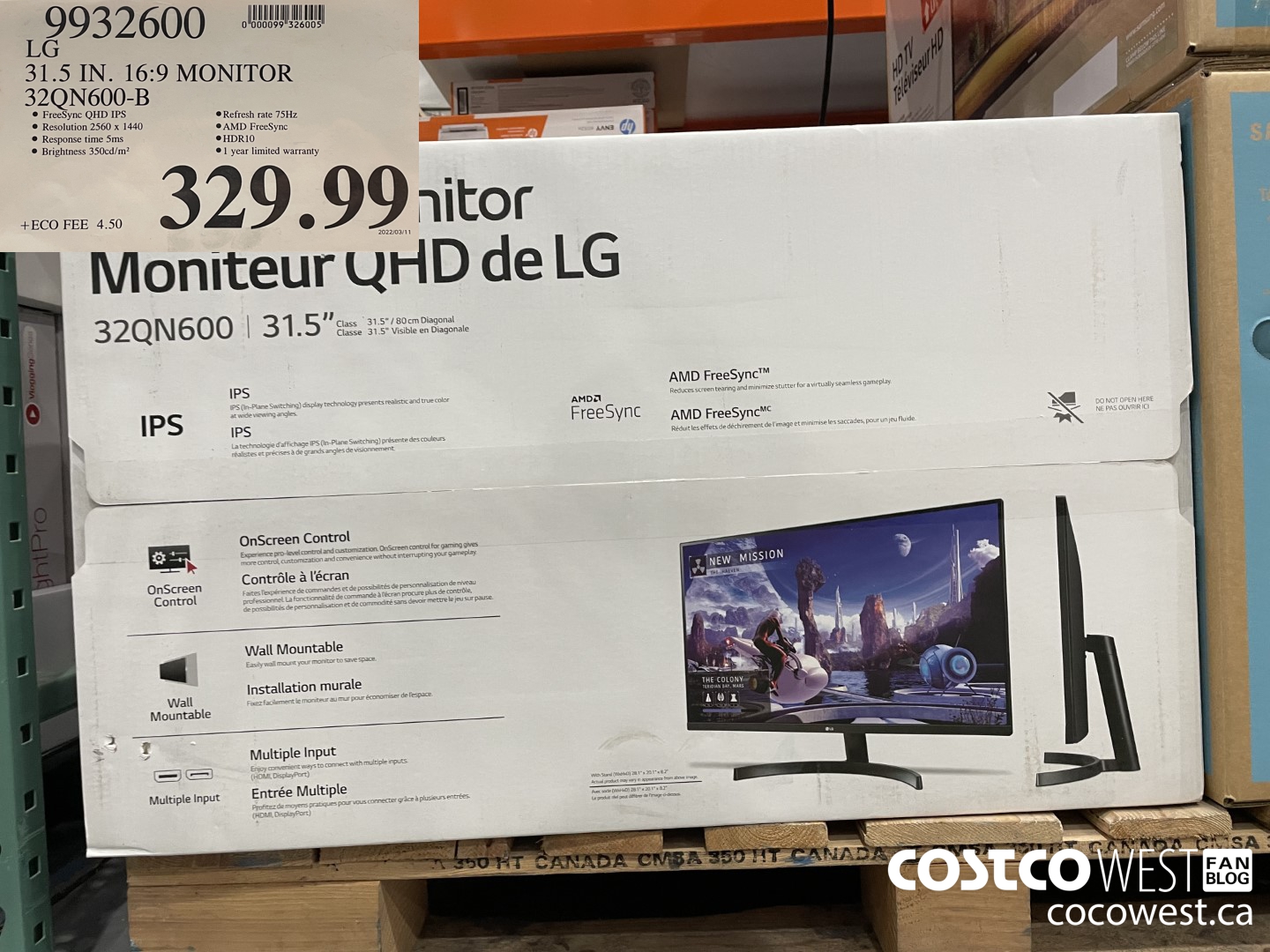 9932600 LG 31.5 IN. 16:9 MONITOR 32QN600-B $329.99