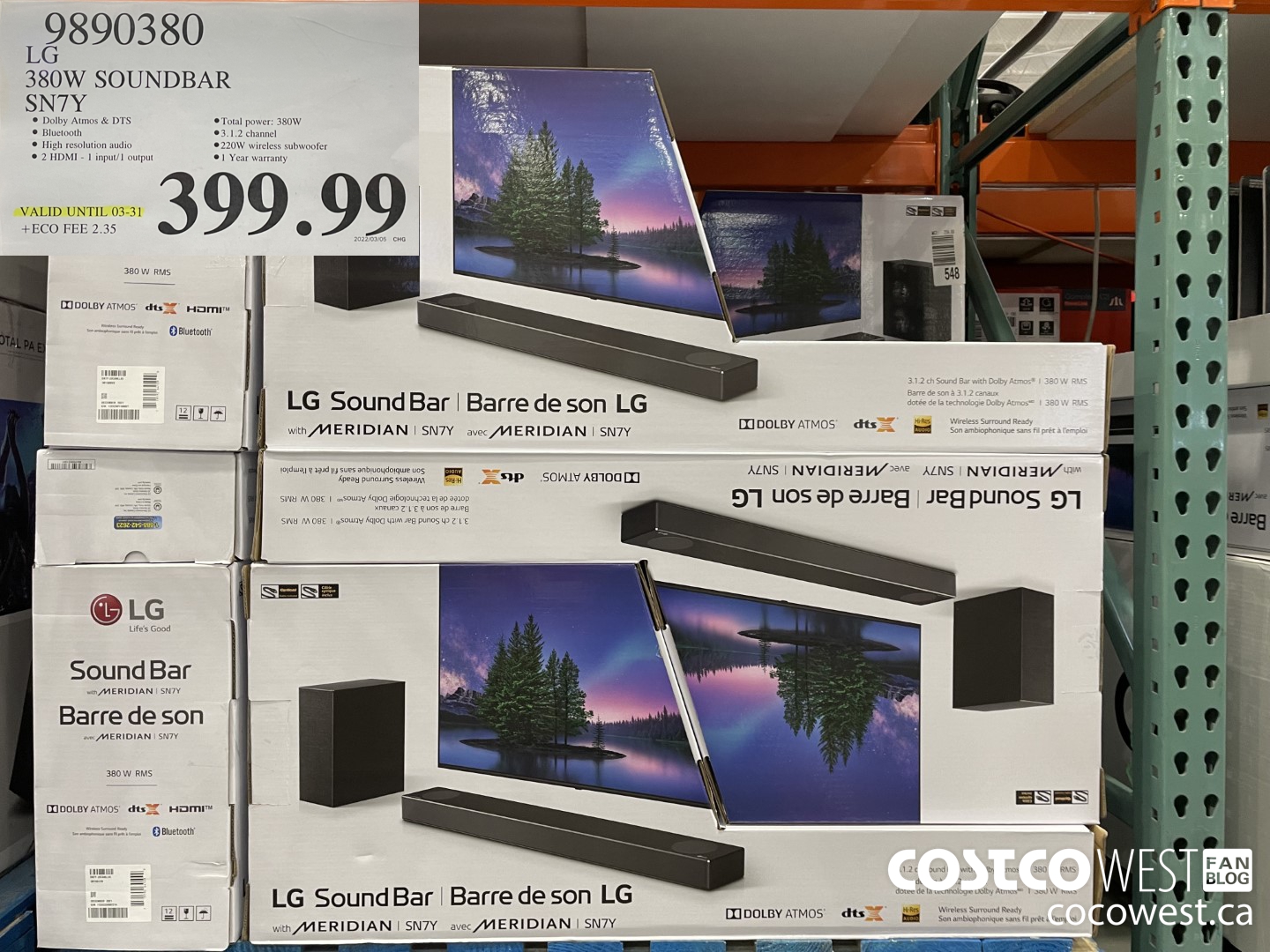 9890380 LG 380W SOUNDBAR SN7Y (EXPIRES ON 2022-03-31) $399.99