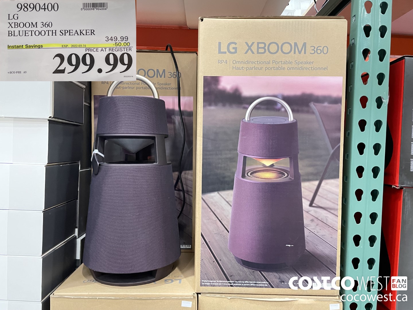 9890400 LG XBOOM 360 BLUETOOTH SPEAKER ($50.00 INSTANT SAVINGS EXPIRES ON 2022-03-31) $299.99