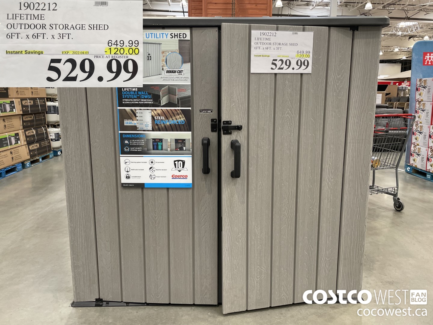 1902212 LIFETIME OUTDOOR STORAGE SHED 6FT. x 6FT. x 3FT.  ($120.00 INSTANT SAVINGS EXPIRES ON 2022-04-03) $529.99