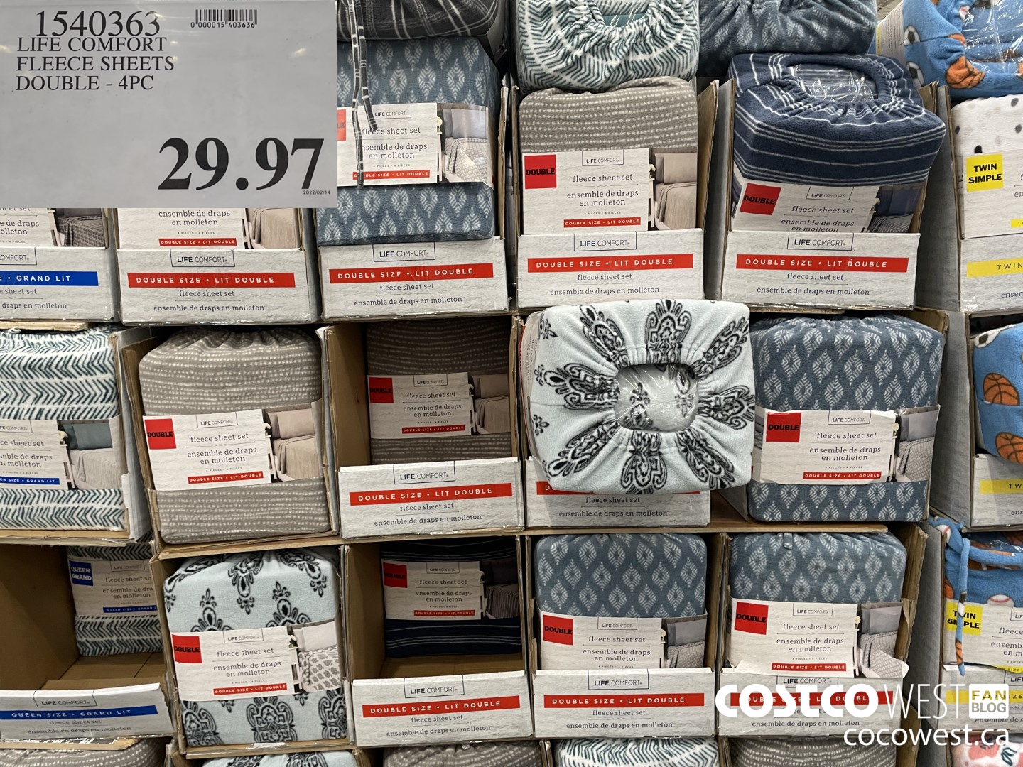 1540363 LIFE COMFORT FLEECE SHEETS DOUBLE - 4PC $29.97