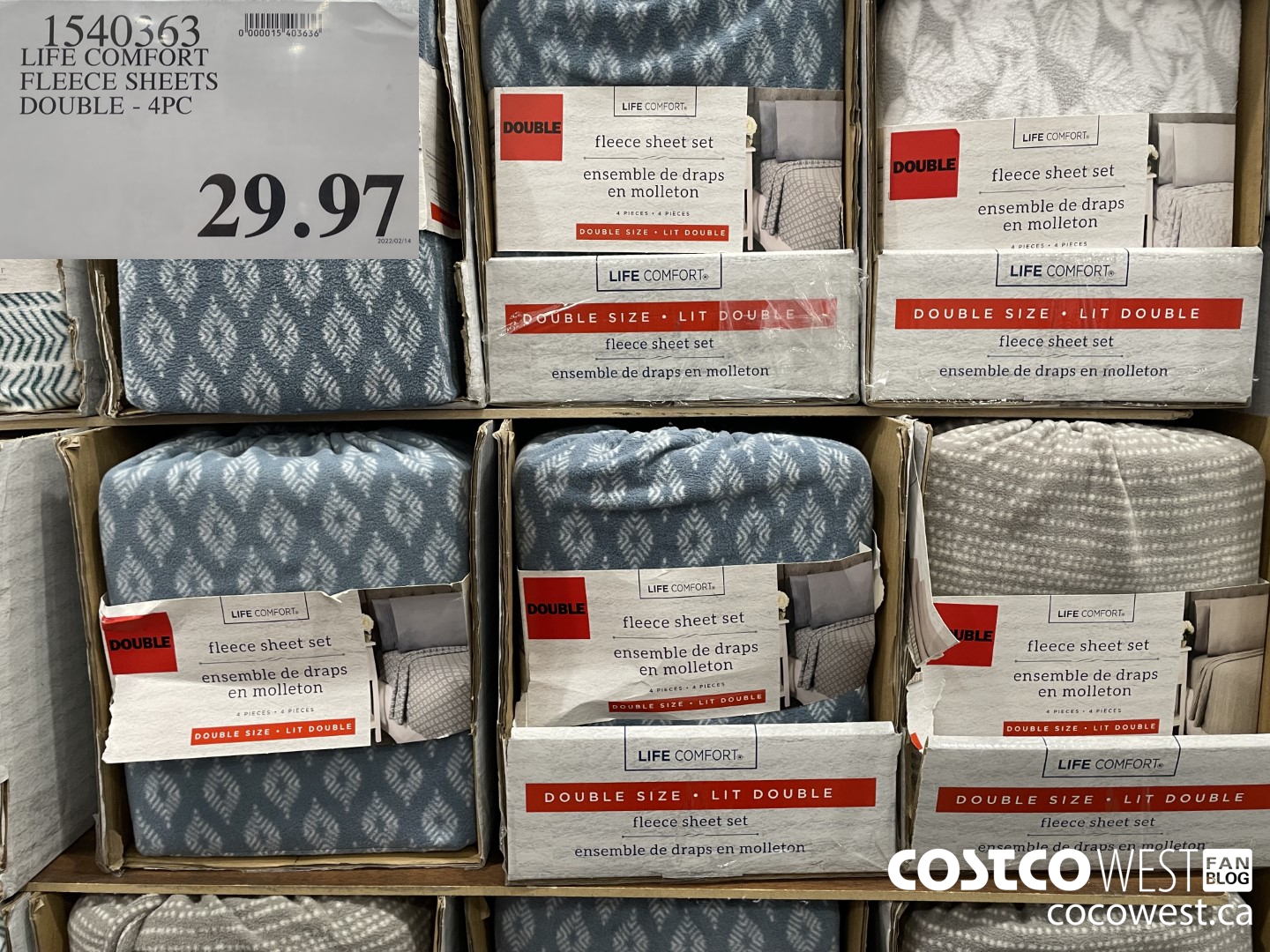 1540363 LIFE COMFORT FLEECE SHEETS DOUBLE - 4PC  $29.97