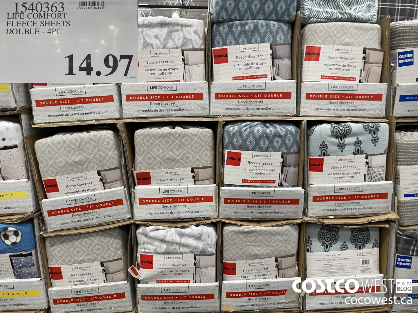 1540363 LIFE COMFORT FLEECE SHEETS DOUBLE - 4PC  $14.97