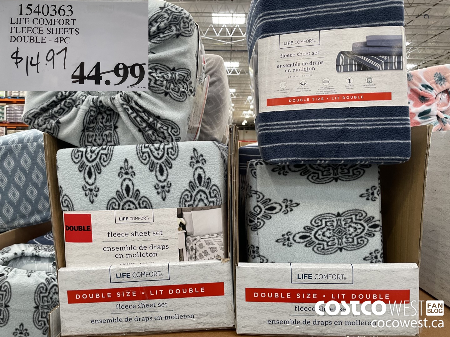 1540363 LIFE COMFORT FLEECE SHEETS DOUBLE - 4PC  $14.97
