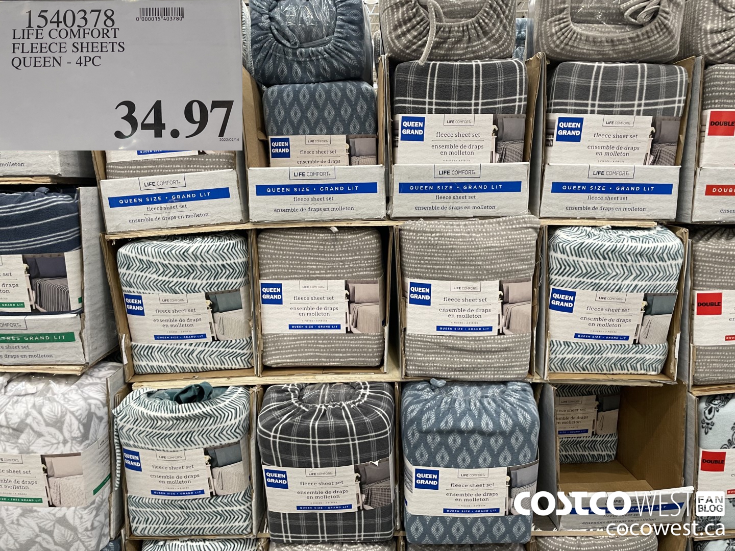 1540373 LIFE COMFORT FLEECE SHEETS QUEEN - 4PC  $34.97