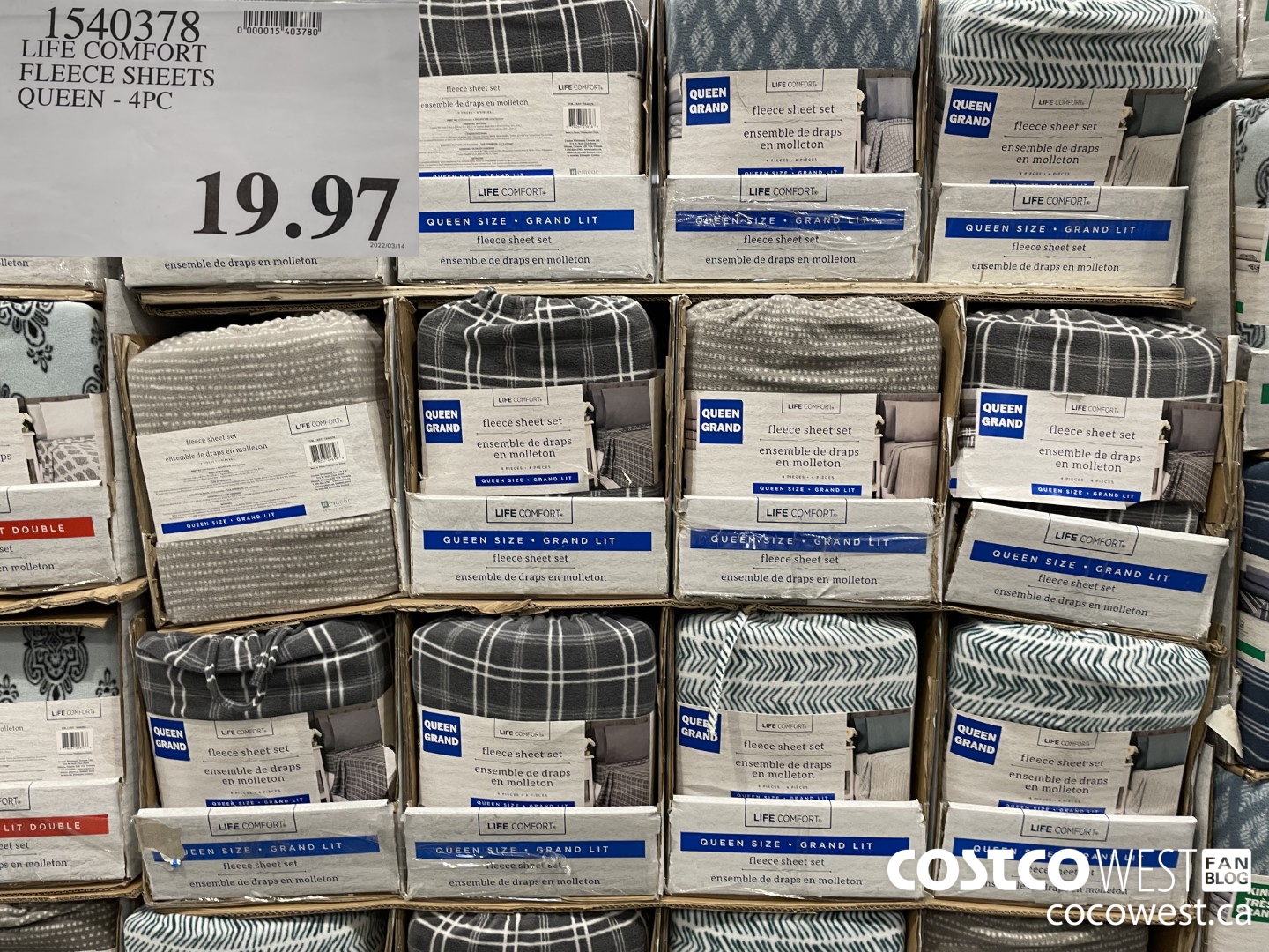 1540378 LIFE COMFORT FLEECE SHEETS QUEEN - 4PC  $19.97