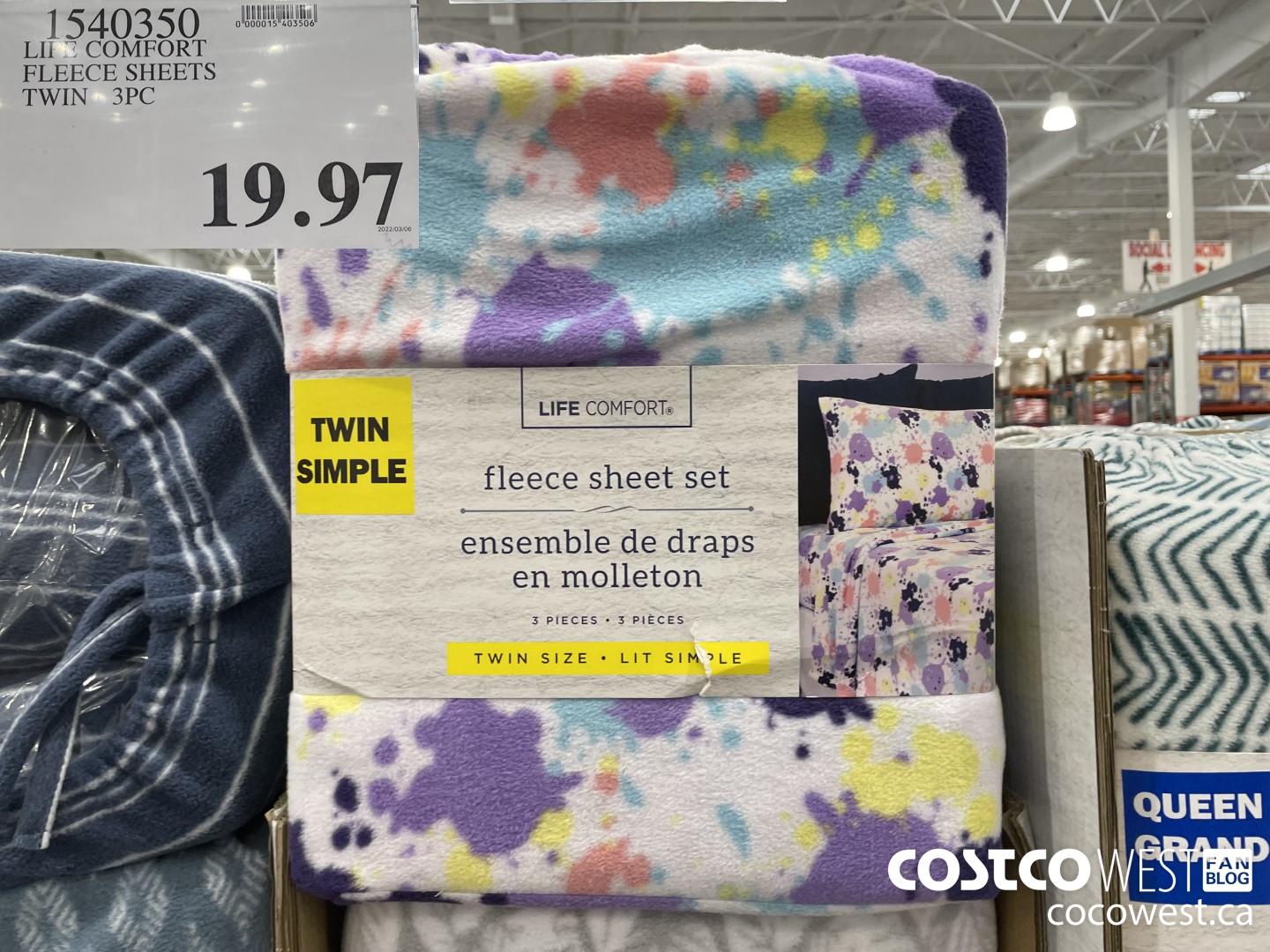 1540350 LIFE COMFORT FLEECE SHEETS TWIN - 3 PC  $19.97