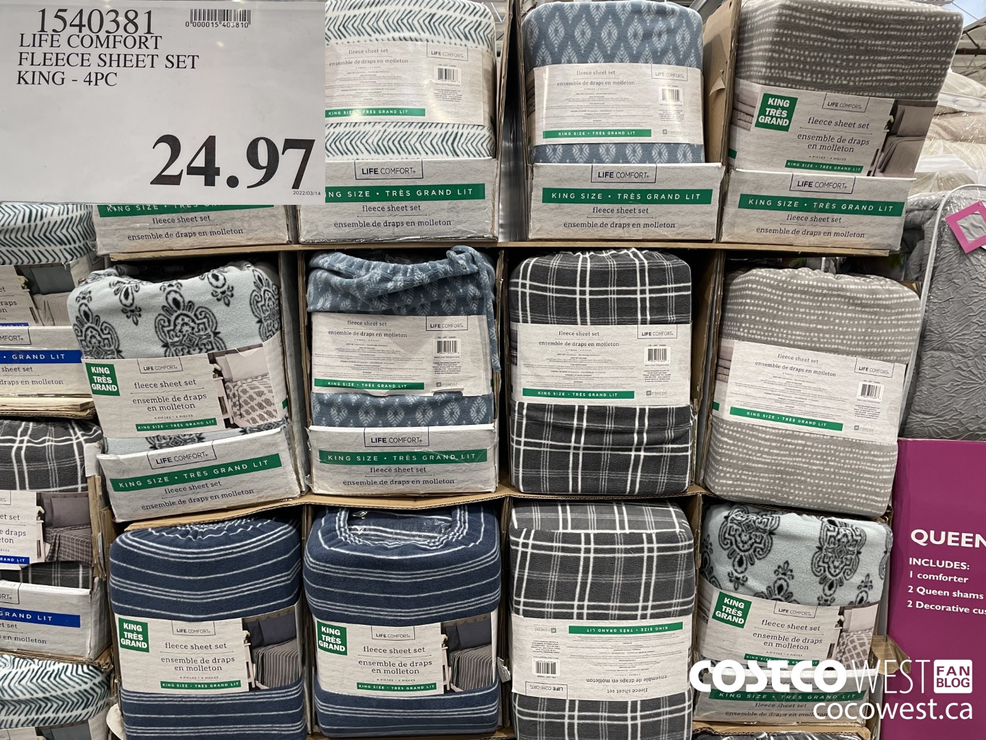 1540381 LIFE COMFORT FLEECE SHEET SET KING - 4PC $24.97