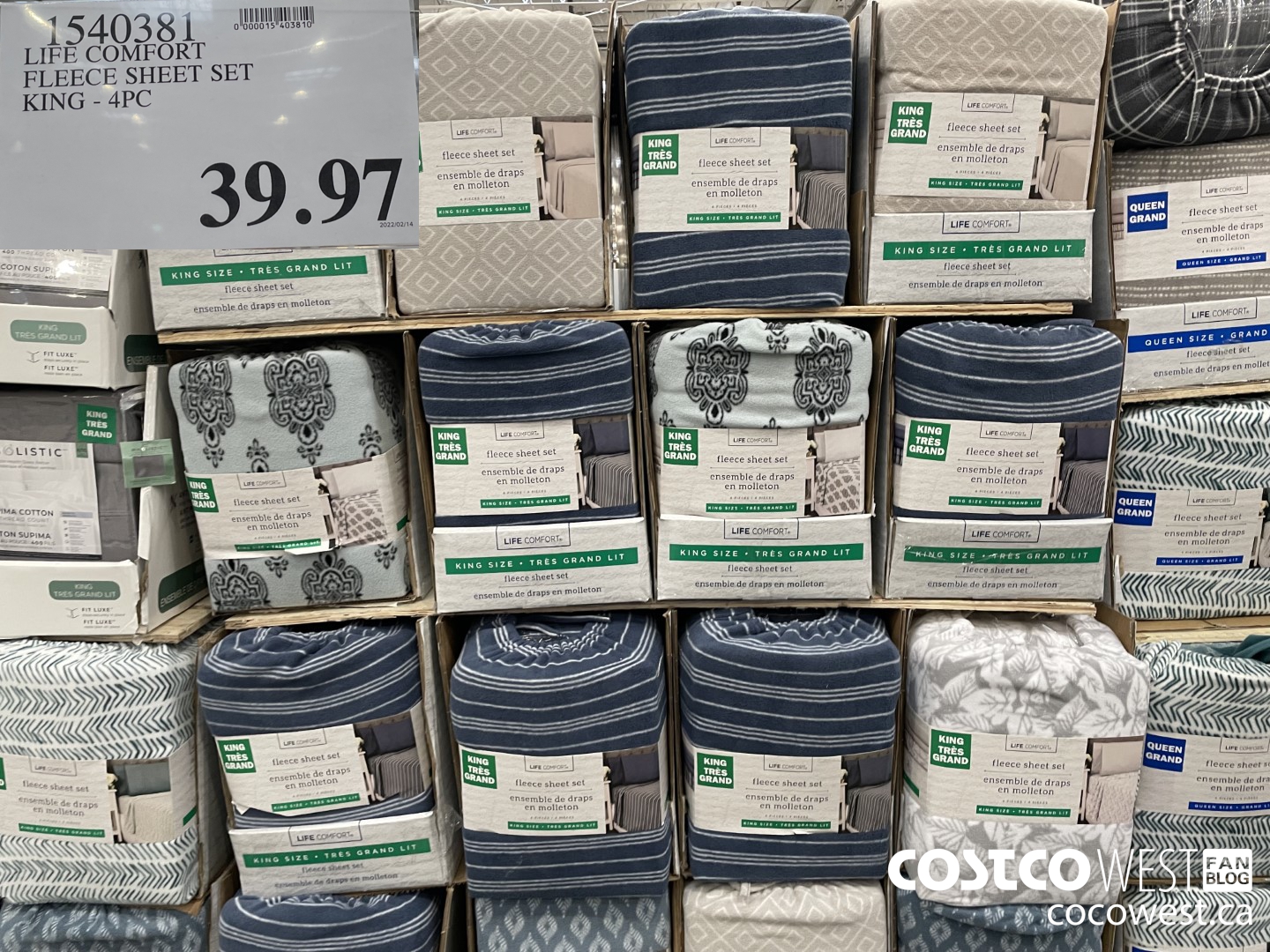 1540381 LIFE COMFORT FLEECE SHEET SET KING - 4PC  $39.97