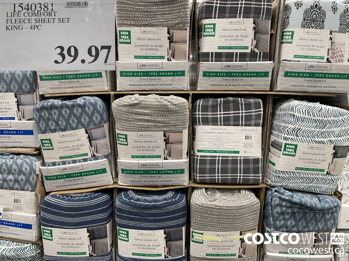 1540381 LIFE COMFORT FLEECE SHEET SET KING - 4PC  $39.97