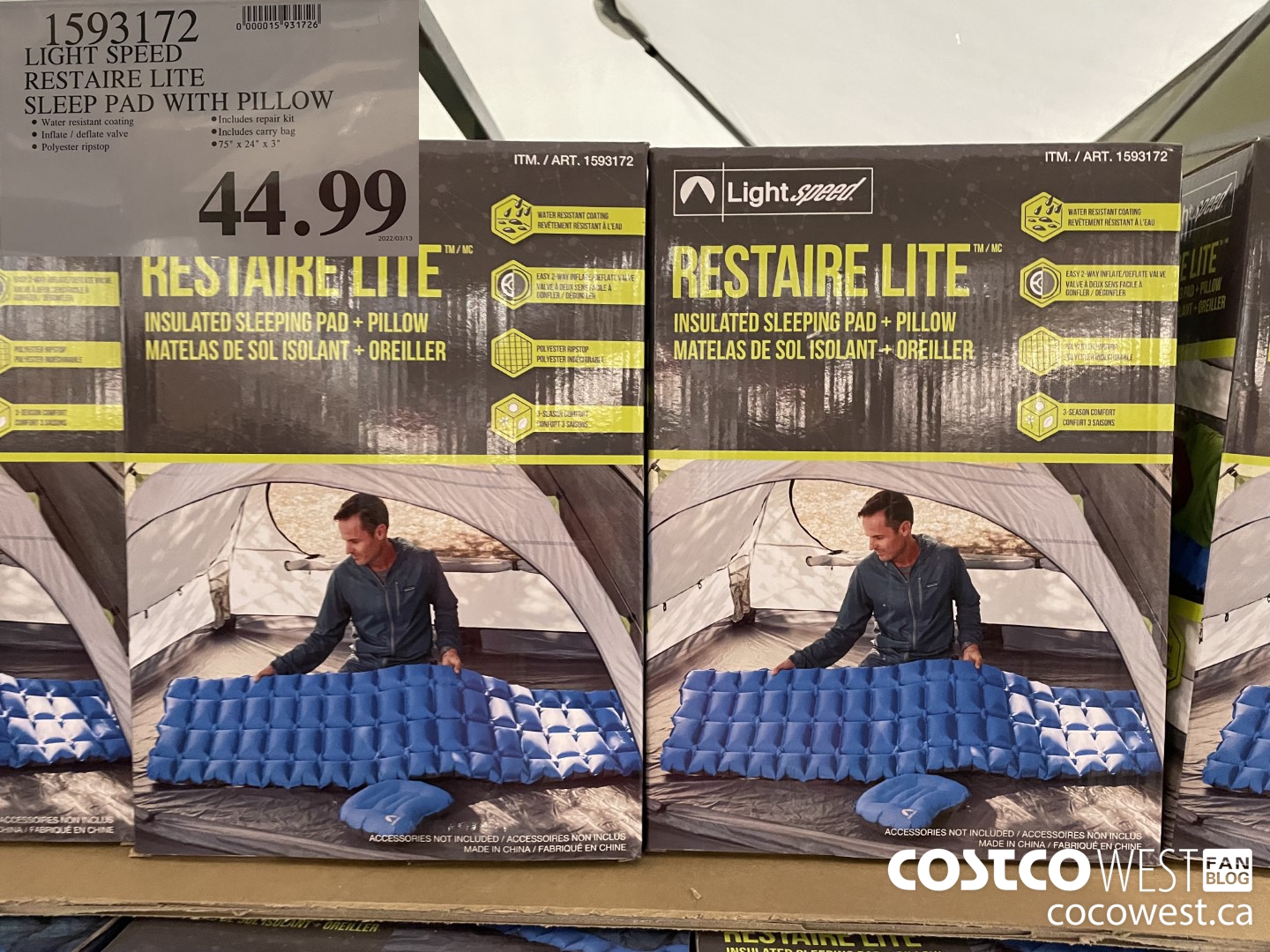 1593172 LIGHT SPEED RESTAIRE LITE SLEEP PAD WITH PILLOW $44.99