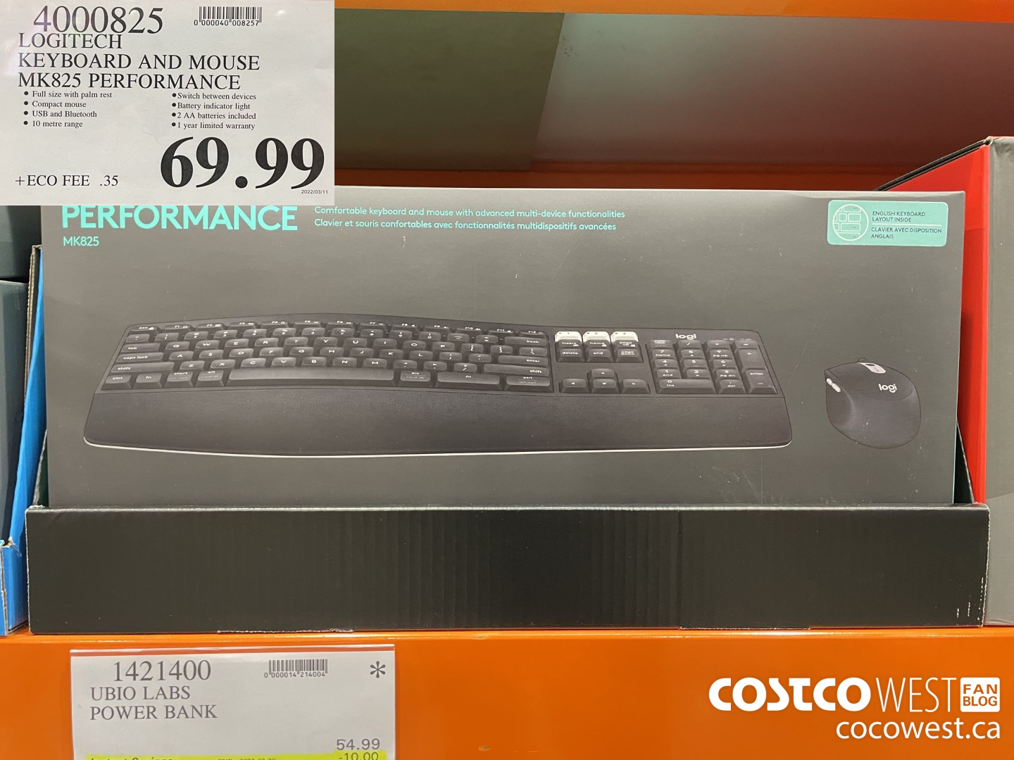 4000825 LOGITECH KEYBOARD AND MOUSE MK825 PERFORMANCE $69.99