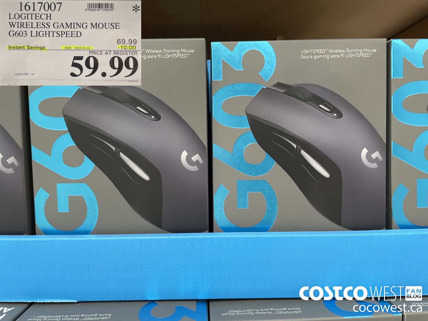 1617007 LOGITECH WIRELESS GAMING MOUSE G603 LIGHTSPEED ($10.00 INSTANT SAVINGS EXPIRES ON 2022-03-10) $59.99