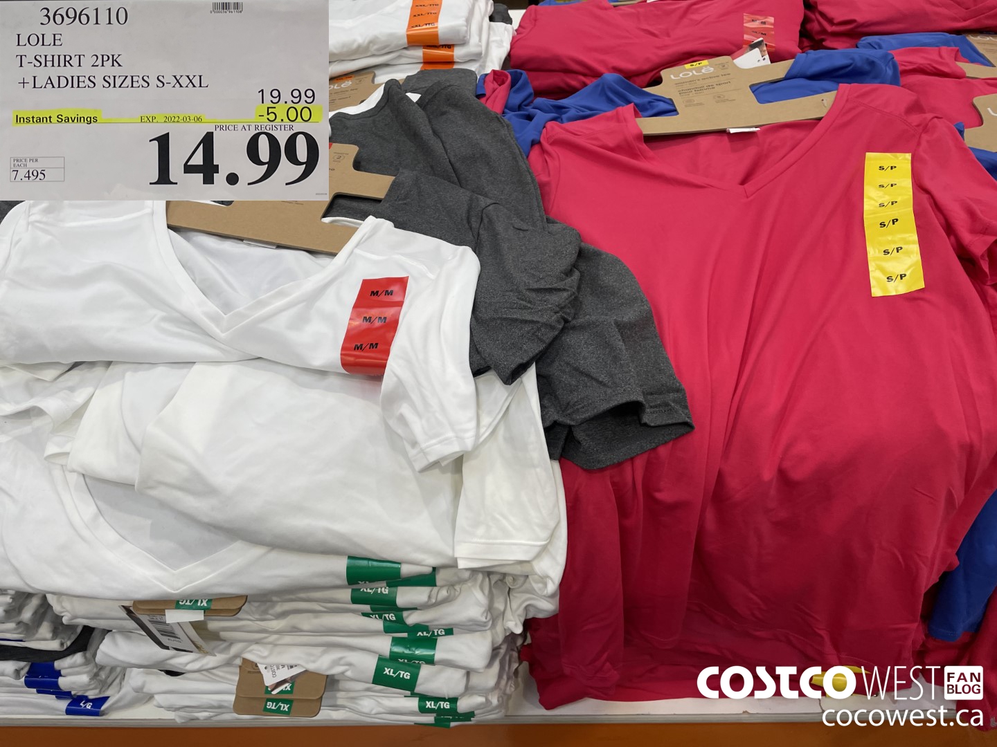 3696110 LOLE T-SHIRT 2PK LADIES SIZES S-XXL  ($5.00 INSTANT SAVINGS EXPIRES ON 2022-03-06) $14.99