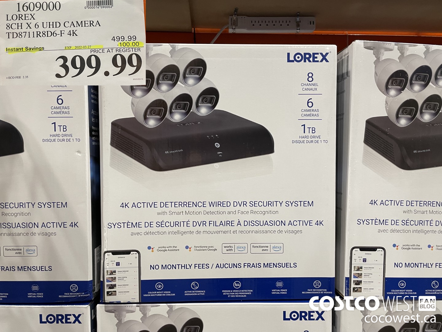 1609000 LOREX 8CH X 6 UHD CAMERA TD8711R8D6-F 4K ($100.00 INSTANT SAVINGS EXPIRES ON 2022-03-27) $399.99