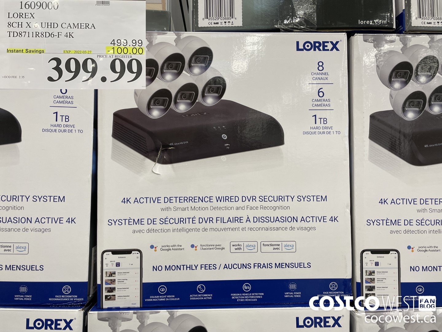 1609000 LOREX 8CH X 6 UHD CAMERA TD8711R8D6-F 4K ($100.00 INSTANT SAVINGS EXPIRES ON 2022-03-27) $399.99