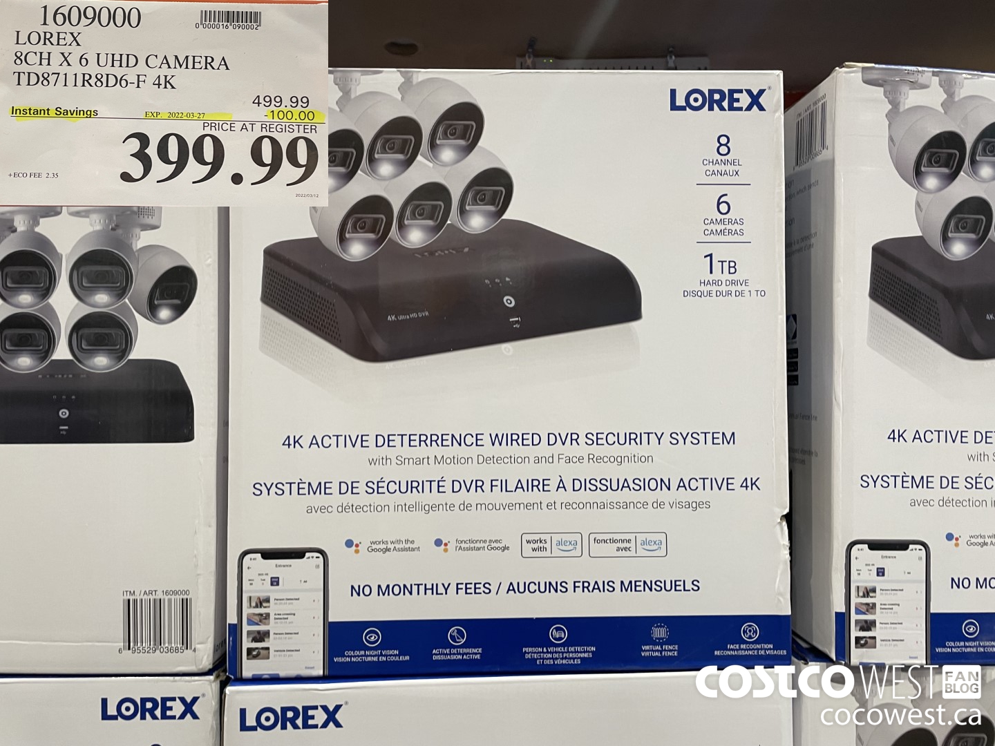 1609000 LOREX 8CH X 6 UHD CAMERA TD8711R8D6-F 4K ($100.00 INSTANT SAVINGS EXPIRES ON 2022-03-27) $399.99