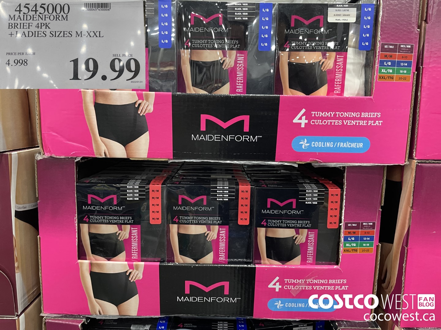 4545000 MAIDENFORM BRIEF 4PK LADIES SIZES M-XXL  $19.99