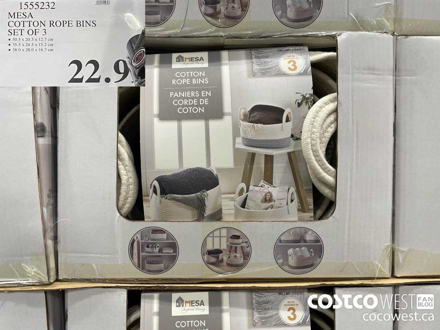 1555232 MESA COTTON ROPE BINS SET OF 3 $22.99