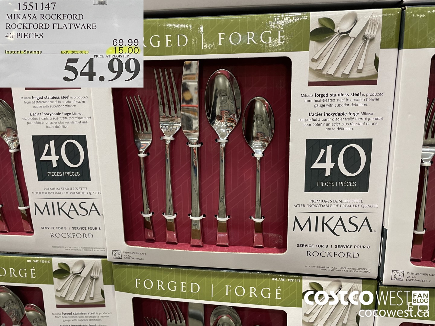 1551147 MIKASA ROCKFORD ROCKFORD FLATWARE 40 PIECES  ($15.00 INSTANT SAVINGS EXPIRES ON 2022-03-20) $54.99