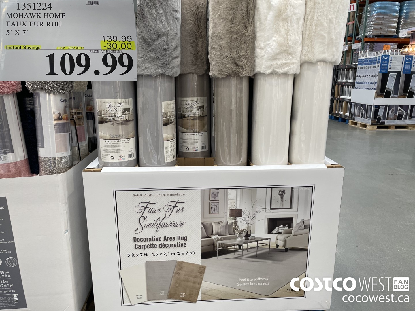 1351224 MOHAWK HOME FAUX FUR RUG 5' X 7' ($30.00 INSTANT SAVINGS EXPIRES ON 2022-03-13) $109.99