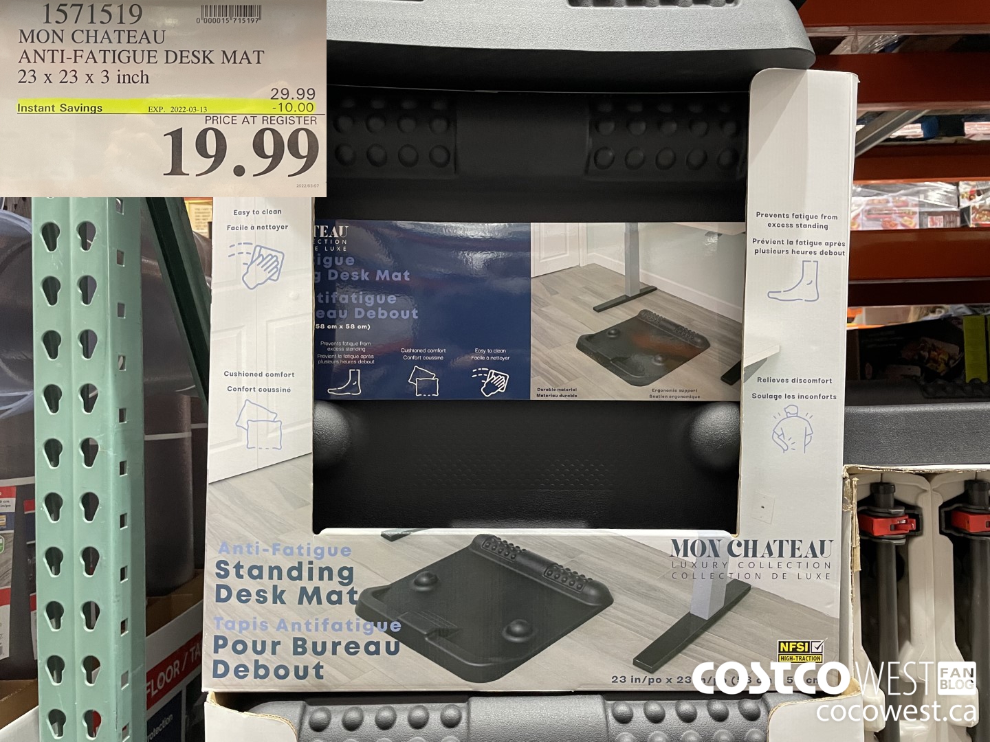 1571519 MON CHATEAU ANTI-FATIGUE DESK MAT 23 x 23 x 3 inch ($10.00 INSTANT SAVINGS EXPIRES ON 2022-03-13) $19.99