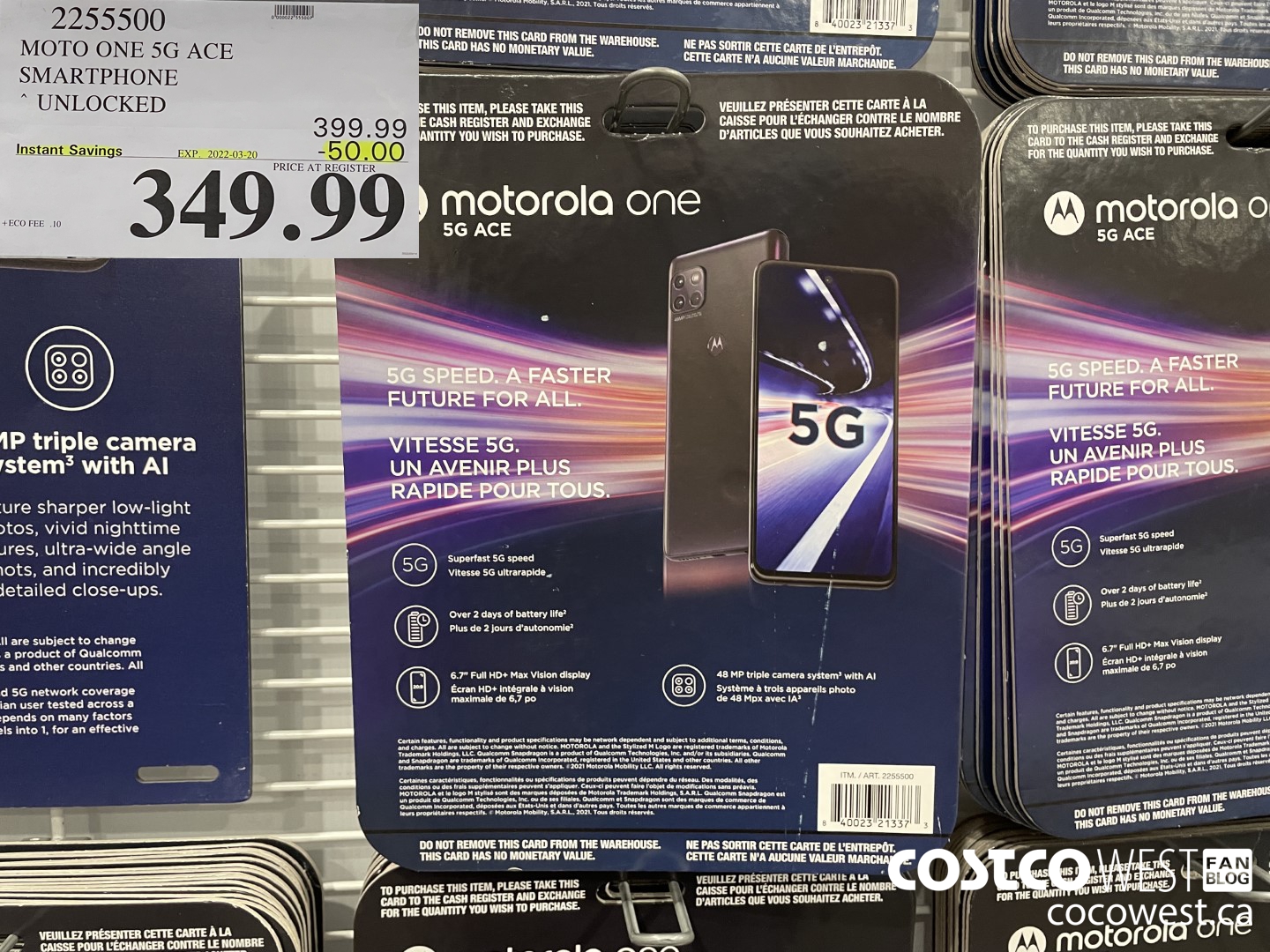 2255500 MOTO ONE 5G ACE SMARTPHONE UNLOCKED ($50.00 INSTANT SAVINGS EXPIRES ON 2022-03-20) $349.99