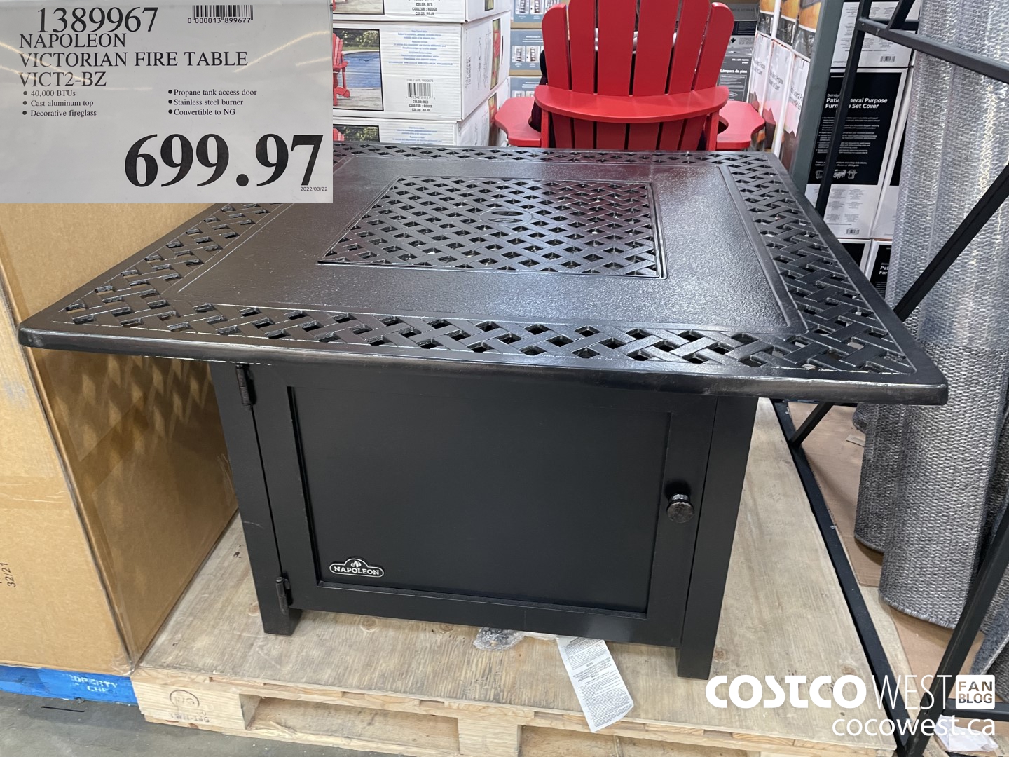 1389967 NAPOLEON VICTORIAN FIRE TABLE VICT2-BZ $699.97